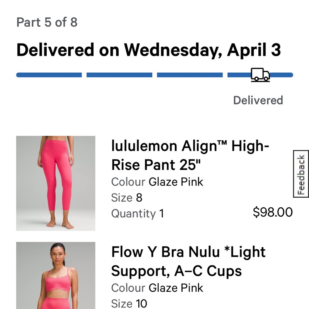 lululemon glaze pink align leggings 25” - Picture 2 of 5